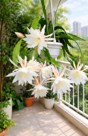White Queen of the Night (Epiphyllum oxypetalum) - rare exotic ornamental plant, photo 2